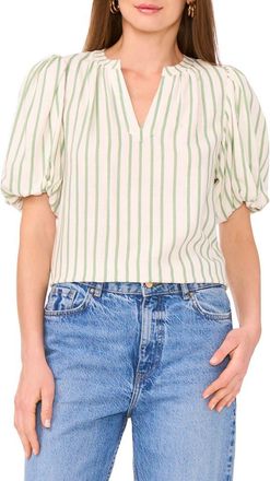 Vince Camuto Stripe Puff Sleeve Top in Eucalyptus at Nordstrom, Size X-Small