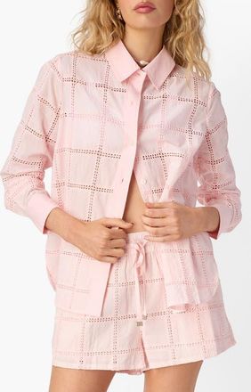 Cami NYC Tomei Embroidered Eyelet Button-Up Shirt in Dogwood at Nordstrom, Size X-Large