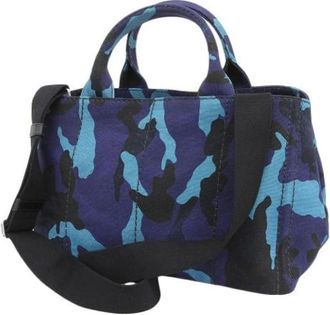 Prada Pre-owned Tote Bags, female, Blue, Size: ONE SIZE Pre-owned Canvas Tote Bag