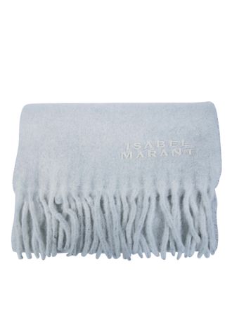 Isabel Marant Firny-Gz Plush Grey Fringed Scarf