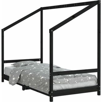 vidaXL Estructura De Cama Para Ni&ntilde;os Madera De Pino Negro 90x200 Cm Vidaxl