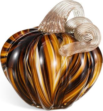 Glitzhome Fall Multi Striped Glass Short Pumpkins in Brown at Nordstrom, Size Medium