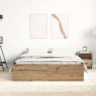 Berkfield Home Durable Bed Frame Frame Artisan Oak 120x190cm Small Double Wood in Brown