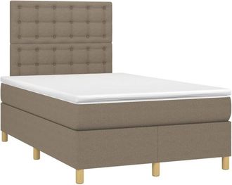 vidaXL Vidaxl - Cama Box Spring Con Colch&oacute;n Y Led Tela Gris Taupe 120x200 Cm