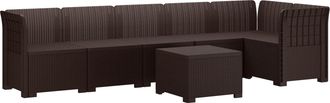 vidaXL Sof&aacute; De Jard&iacute;n Para 6 Personas Estilo Rattan Pp Marr&oacute;n Vidaxl