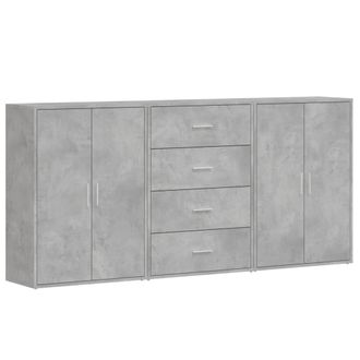 vidaXL Vidaxl - Aparadores 3 Uds Madera De Ingenier&iacute;a Gris Hormig&oacute;n 60x31x84 Cm