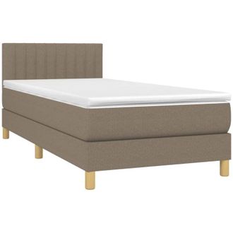 vidaXL Cama Box Spring Con Colch&oacute;n Led Tela Gris Taupe 90x200 Cm Vidaxl