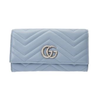 Gucci Light Blue Leather Long Wallet (Bi-Fold) (Pre-Owned)