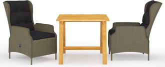 vidaXL Juego De Comedor Para Jard&iacute;n De 3 Piezas Marr&oacute;n Vidaxl