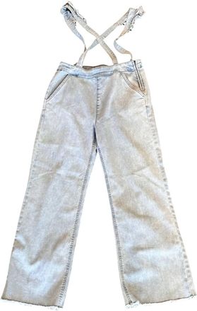 Wishlist Womens Denim Suspenders Overall With Ruffle Detail In Light Wash