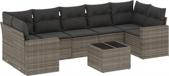 vidaXL Vidaxl - Set De Sof&aacute;s De Jard&iacute;n 8 Pzas Y Cojines Rat&aacute;n Sint&eacute;tico Gris