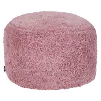 Beliani Beliani - Puf Redondo Boho Peludo Moderno De Algod&oacute;n Funda Extra&iacute;ble Hecho A Mano Rosa Kawai