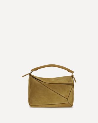 Loewe Small Featherlight Puzzle suede Handbag Female UNI