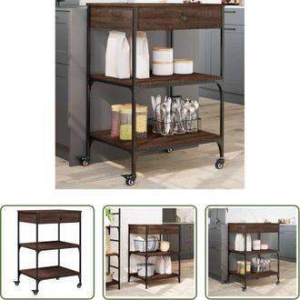 vidaXL Carrello da cucina marrone - Carrello Cucina Rovere Marrone 60x48x89,5 cm Legno Multistrato