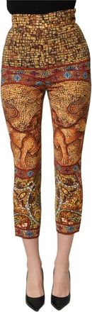 Dolce & Gabbana Broeken, Dames, Veelkleurig, S, High Waist Cropped Trouser Pants