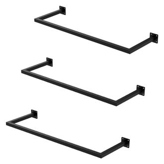 ML Design Ml-design - Set 3x Percheros De Pared 90x30 Cm De Acero Inoxidable Negro Para Vestidor Armario Ba&ntilde;o O Cocina, Barra De Almacenamiento Hasta 50kg Para 