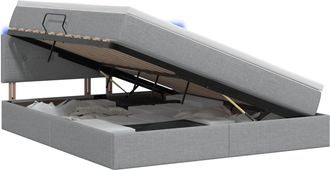 vidaXL Cama De Almacenamiento Led Con Colch&oacute;n Gris Claro 140 X 190 Cm Vidaxl