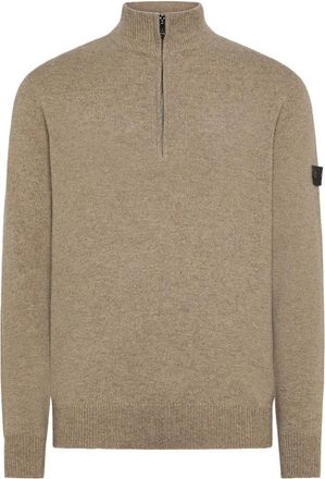 Peuterey Trui met halve rits - Heren - Coltruien - Beige - XL - Wol - Truien & Vesten