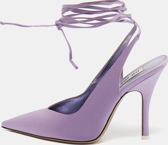 The Attico Purple Satin Venus Ankle Wrap Pumps