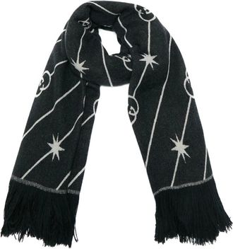 Gucci GG jacquard fringed shawl - women - Wool/Cashmere/Silk - One Size - Black