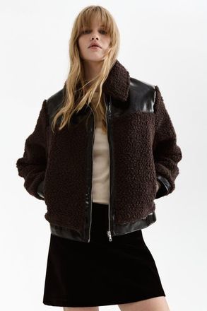 H&M Teddy Jacket in Dark Brown at Nordstrom, Size Xx-Small