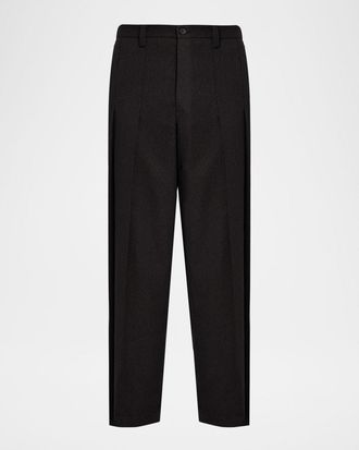 Issey Miyake Mens Pleated Wool Tweed Trousers