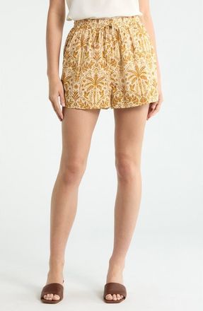Sugarlips Calina Tropical Herta High Waist Shorts in Cream-Brown at Nordstrom, Size X-Large