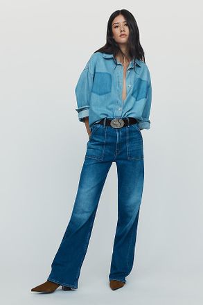 Mother Maven Sneak High-Rise Wide-Leg Jeans