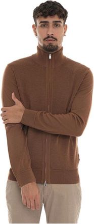 HUGO BOSS Stijlvolle Gebreide Cardigan Sweater - Heren - Vesten - Bruin - S - Truien & Vesten