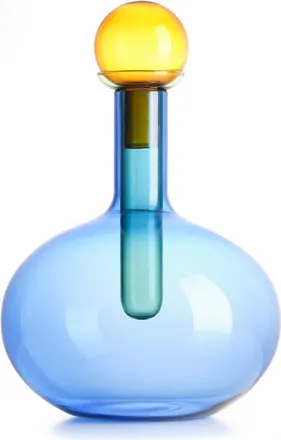 IVV botella qu&iacute;mica de borosilicato azul frasco verde tapa &aacute;mbar h-27,5 cm