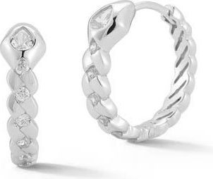 Chloe and Madison Cubic Zirconia Snake Huggie Hoop Earrings in Silver at Nordstrom Rack