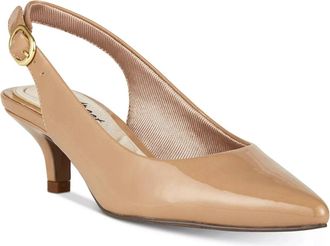 Easy Street Womens Easy Street Faye Pumps Nude Patent Pointed Toe Slingback HTAT503