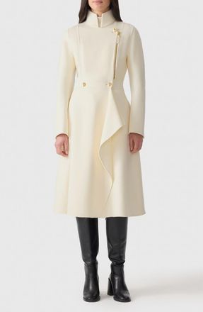 Mackage Annia Asymmetric Wool Double Face Coat in Cream at Nordstrom, Size X-Large