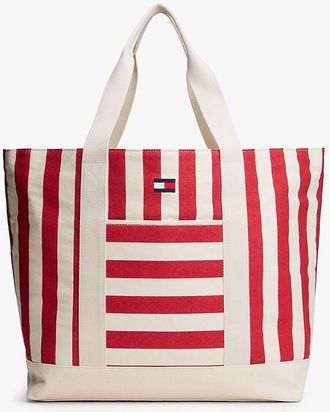 Tommy Hilfiger Nautical Stripe Canvas Tote Bag - Navy