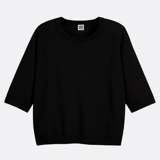 La Redoute Collections Trui met ronde hals en korte mouwen 100% wol