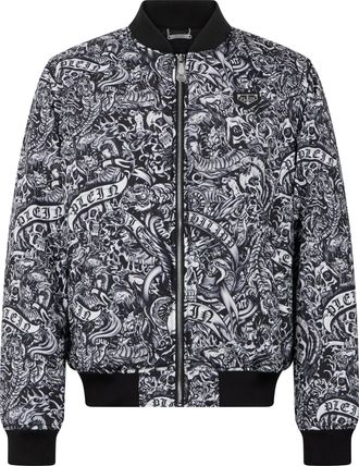 Philipp Plein Nylon Bomber All-Over Tattoo