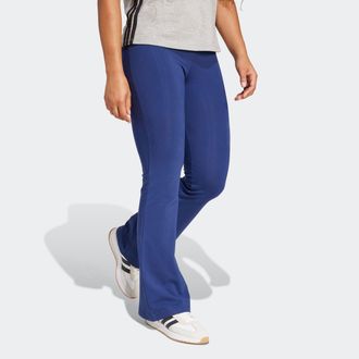 adidas Leggings ADIDAS SPORTSWEAR ESSENTIALS SMALL LOGO FLARED, Damen, Gr. XL, N-Gr, blau (dunkelblau, wei&szlig;), Obermaterial: 90% Baumwolle, 10% Elasthan, Hose
