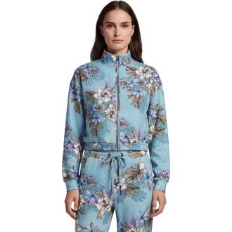 Lords of Harlech Exotic Floral Womens Cropped Zip Jacket in Exotic Floral Teal at Nordstrom, Size Xx-Large