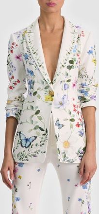 Alice & Olivia Breann Floral Print Blazer in Twisting Vines Off White at Nordstrom, Size 14