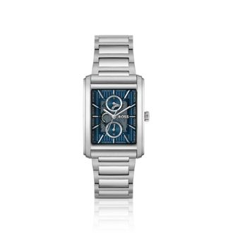 BOSS PRINCIPLE Link-bracelet watch with blue textured skeleton dial