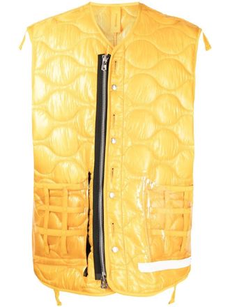 TAKAHIROMIYASHITA TheSoloist. quilted transparent pocket gilet - men - Nylon - 46 - Yellow