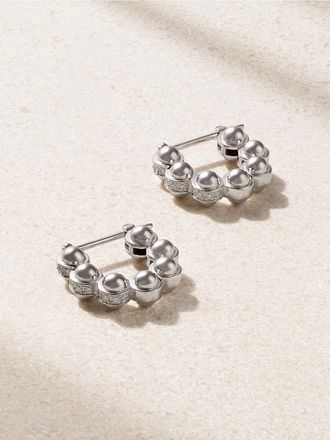 L'atelier Nawbar Orecchini A Cerchio In Oro Bianco 18 Carati Con Diamanti The Atom - Argento