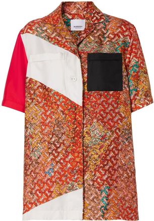Burberry monogram-print silk shirt - women - Silk - 12 - Orange