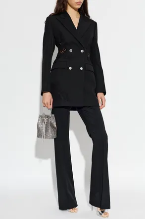 Versace Double-breasted Wool Blazer, Womens, Black