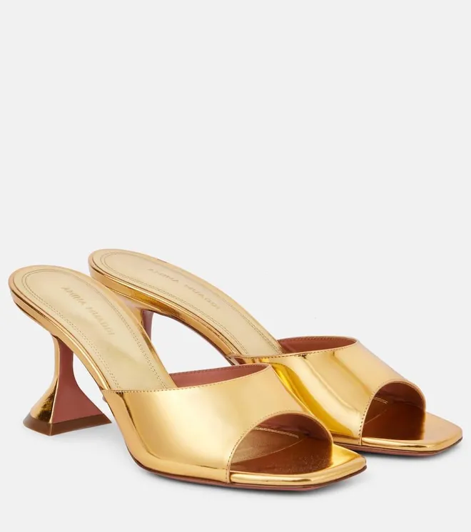 Lupita 70 metallic leather mules