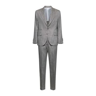 Brunello Cucinelli Gray Silk Linen Tailored Suit, Brand Size 48 (US Size 38)
