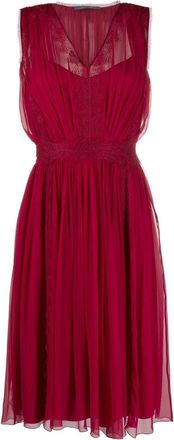 Alberta Ferretti sleeveless silk midi dress - women - Acetate/Spandex/Elastane/Silk/Fabric - 40 - Red