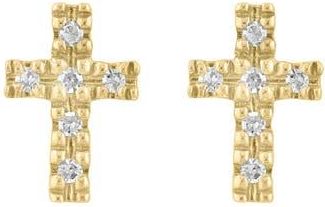 Effy 14K Gold Plated Sterling Silver Diamond Cross Stud Earrings in White at Nordstrom Rack