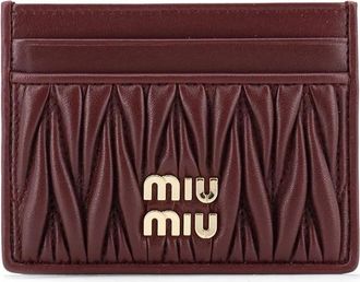 Miu Miu Leren Kaarthouder - Dames - Portefeuilles - Rood - ONE Size - Leer - Accessoires