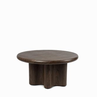 Koketto Home Mesa de centro redonda de madera color nogal de 80 cm